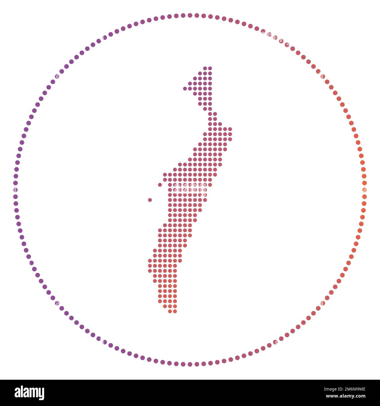 Digitales Abzeichen von Fraser Island. Gepunktete Karte von Fraser Island im Kreis. Tech-Symbol mit abgestuften Punkten. Stilvolle Vektordarstellung. Stock Vektor