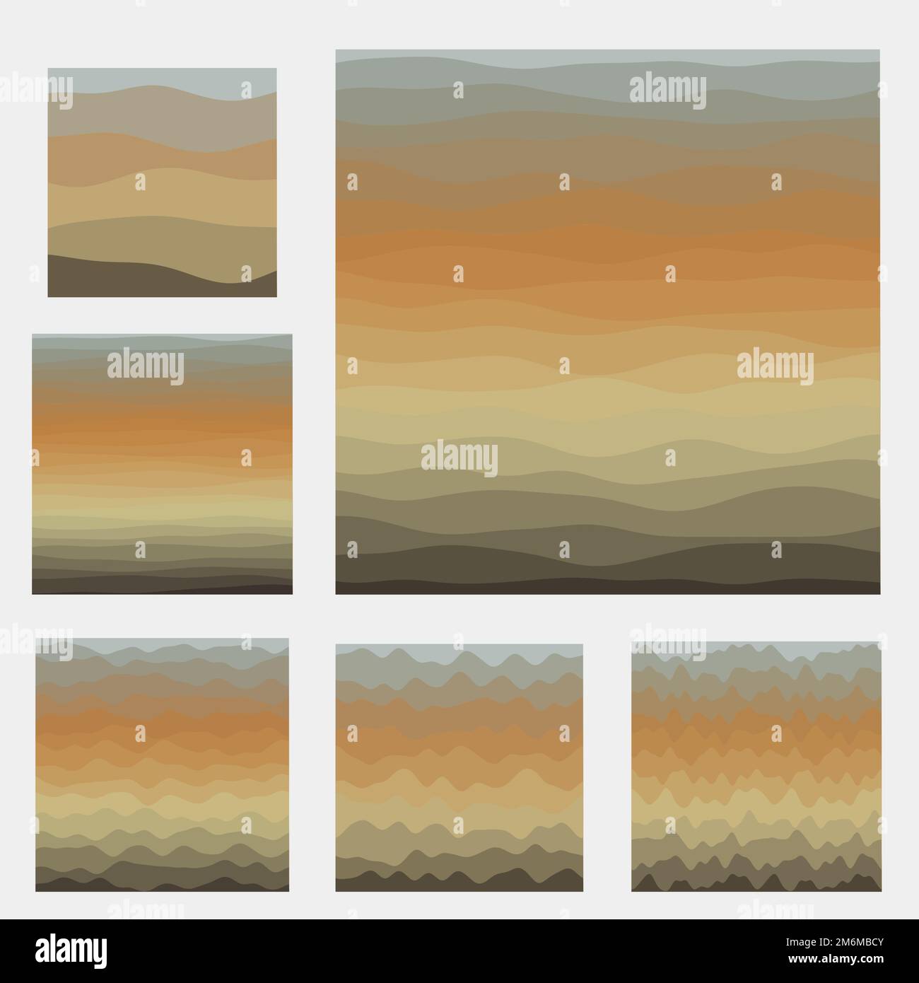 Abstrakte Hintergrundsammlung von Wellen. Kurven in den Farben Schwarz, Grün und Braun. Bezaubernde Vektor-Illustration. Stock Vektor