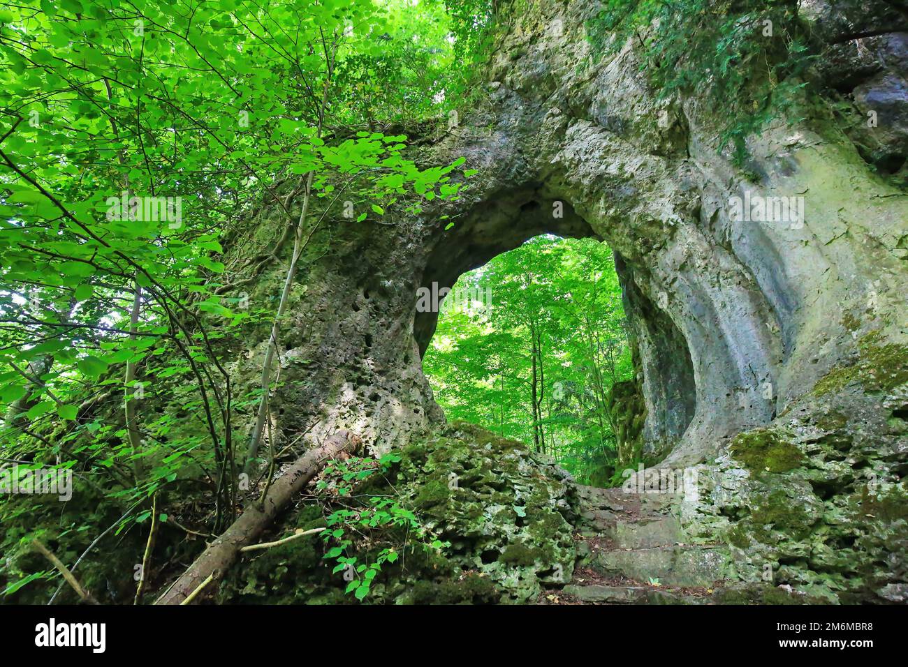 Der Felsentor in der Nähe von GÃ¶ÃŸweinstein ist ein Naturwunder und wurde durch Erosion geschaffen. Stockfoto