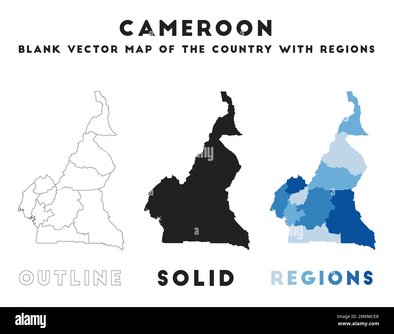 Kamerunenkarte. Borders of Cameroon für Ihre Infografik. Vektorform. Vektordarstellung. Stock Vektor