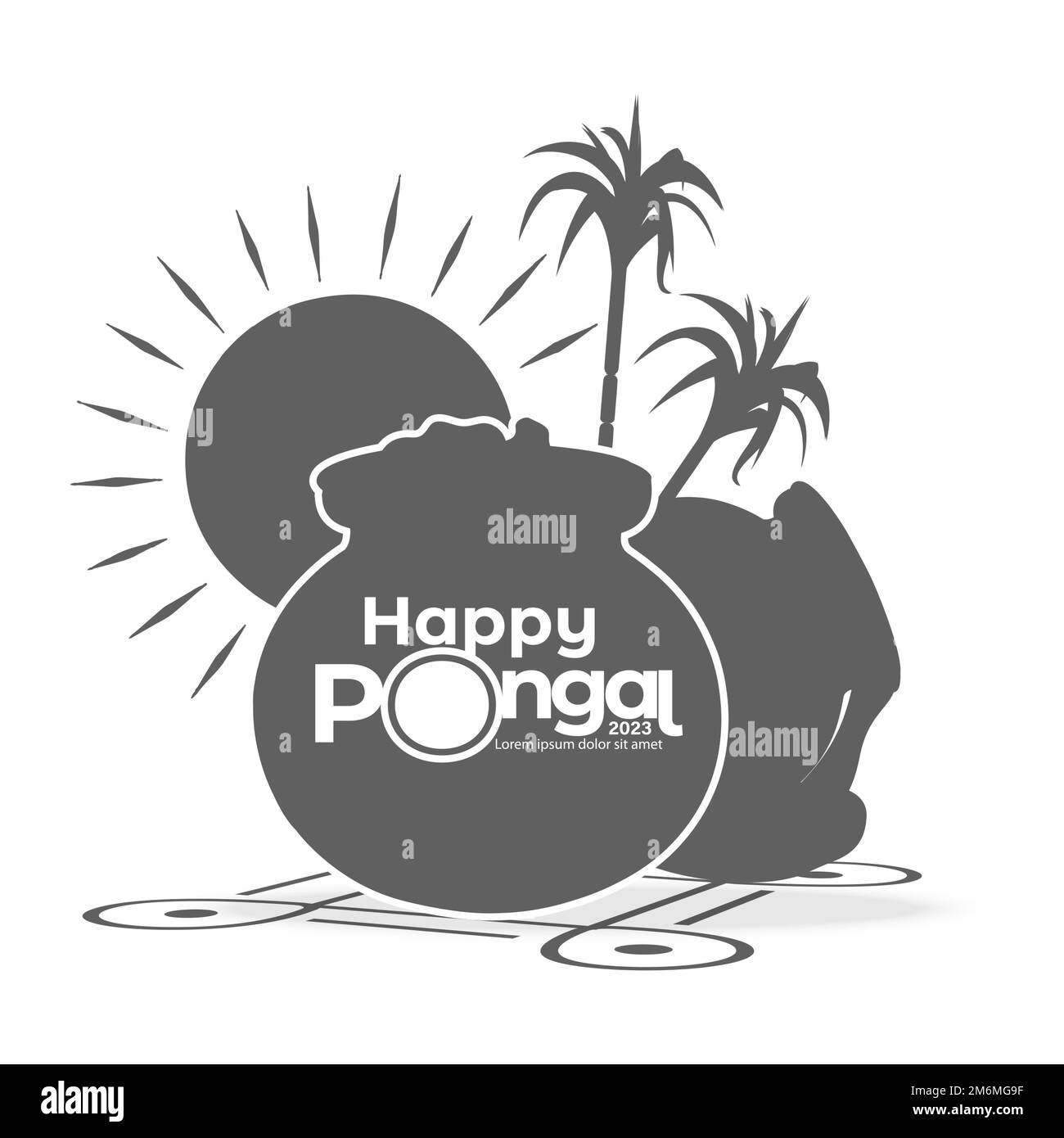 Illustration des Happy Pongal Festivals von Tamil Nadu South India. Kann für Werbung, Angebote, Banner, Poster verwendet werden. Stock Vektor