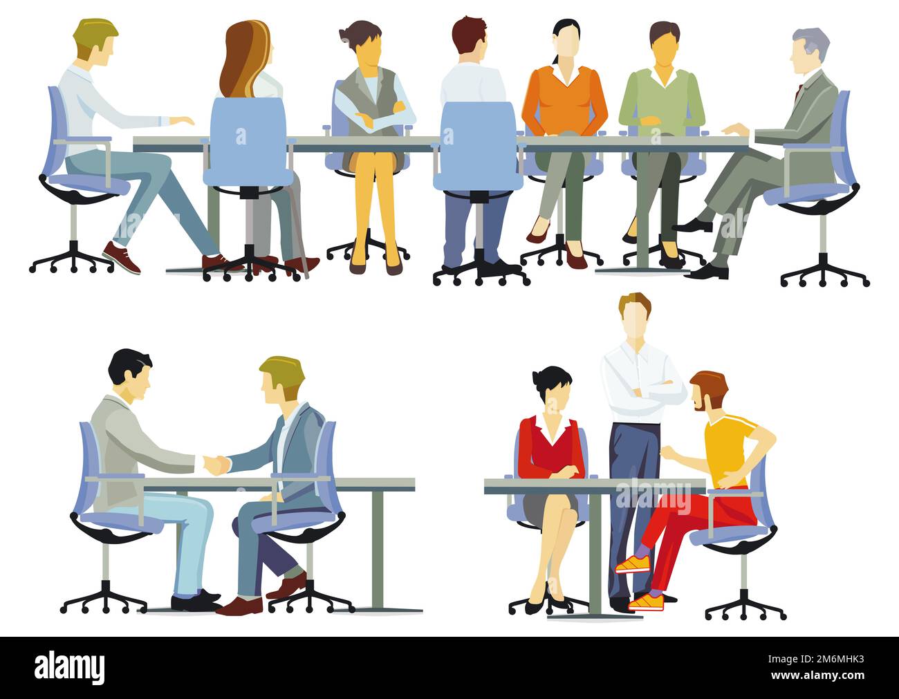 Gruppe von Geschäftsleuten, isoliert auf weißem Hintergrund, Lustration Stockfoto