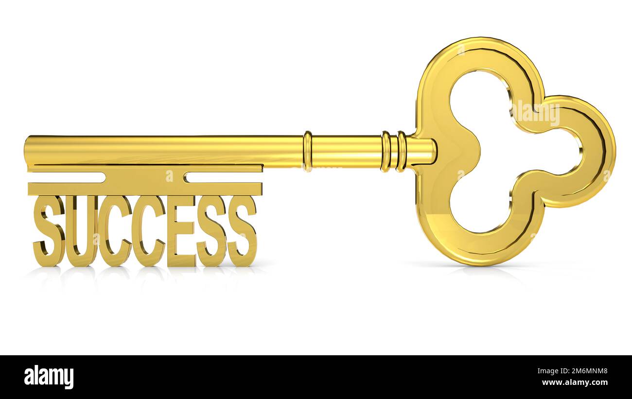 Goldener Schlüssel mit Erfolgswort Stockfoto
