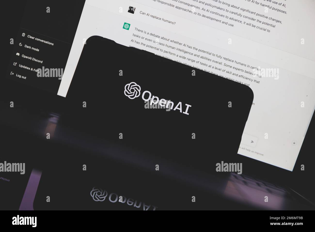 ChatGPT OpenAI-Computerprogramm mit künstlicher Intelligenz auf dem PC-Bildschirm Stockfoto