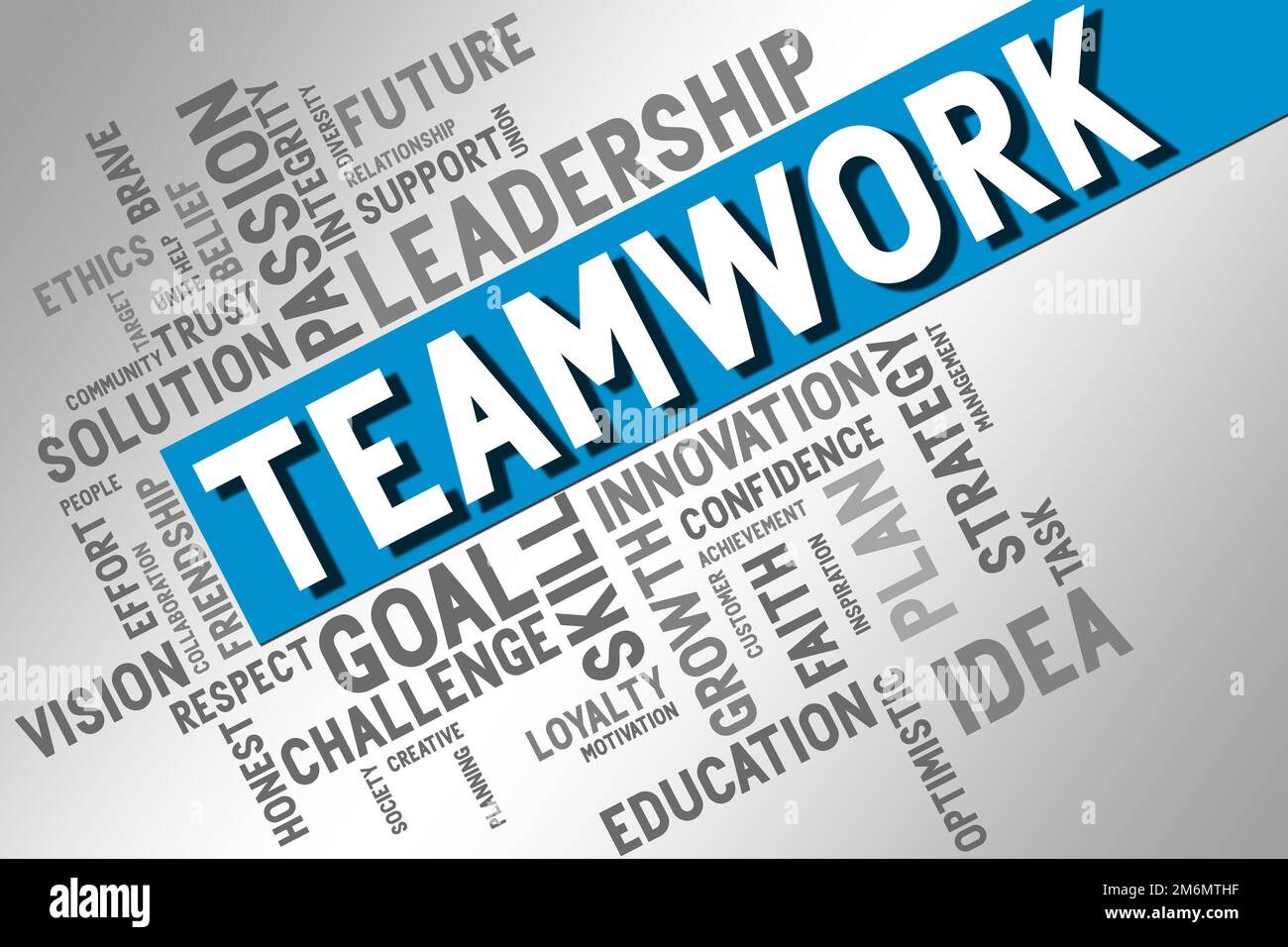 Teamwork, Word Cloud Collage, Hintergrund des Geschäftskonzepts Stockfoto