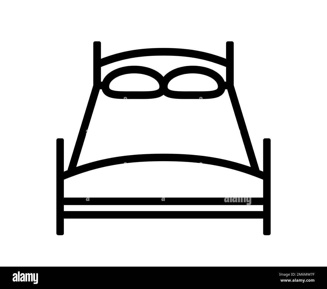 Bettenmöbel Schild Doppelbett oder Übernachtung Vektorsymbol Stock Vektor