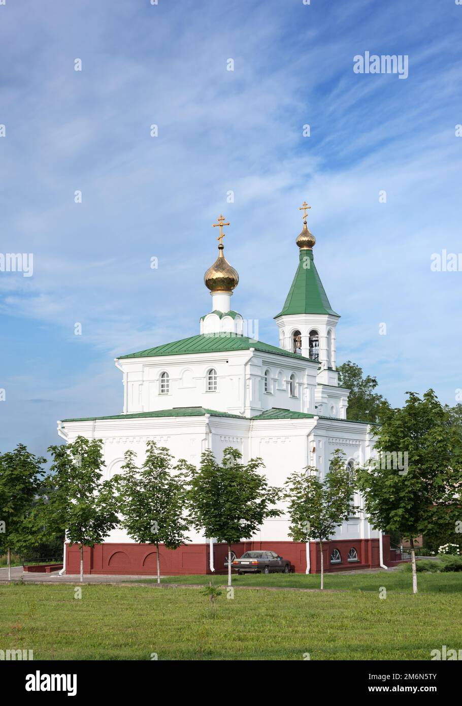 Orthodoxe Kirche der Fürsprache der Heiligen Mutter Gottes in der Stadt Polotsk, Belarus Stockfoto