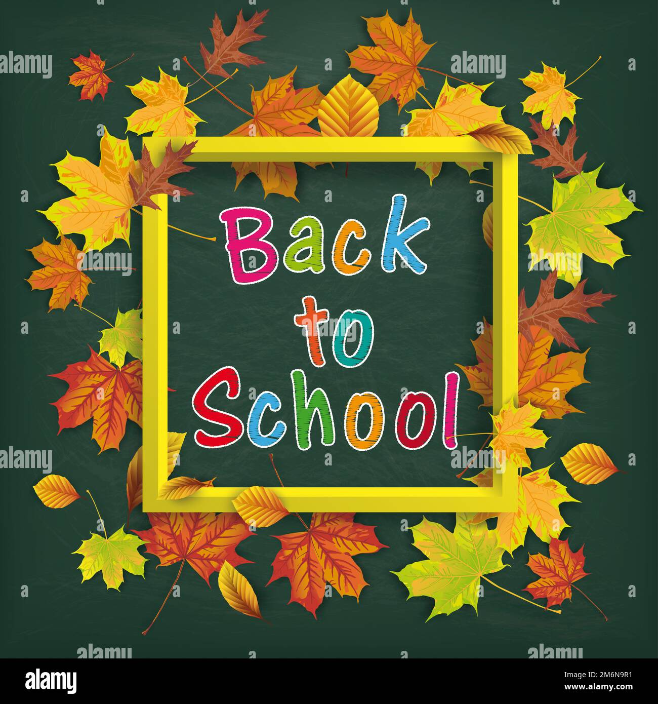 Grüne Back-To-School-Tafel Im Herbst Stockfoto