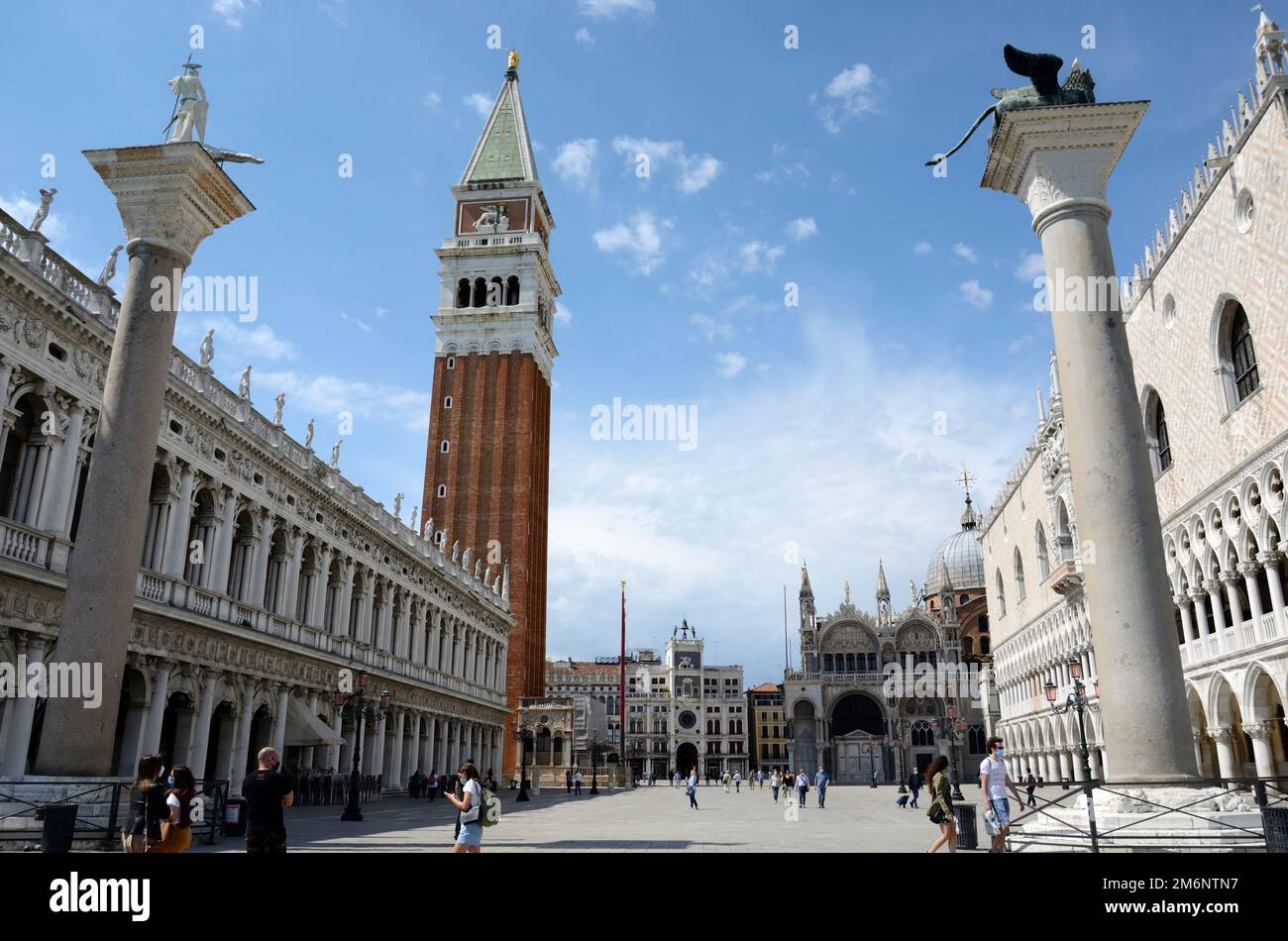 Piazzetta San Marco, Venedig, Italien kurz nach der ersten Sperre Stockfoto