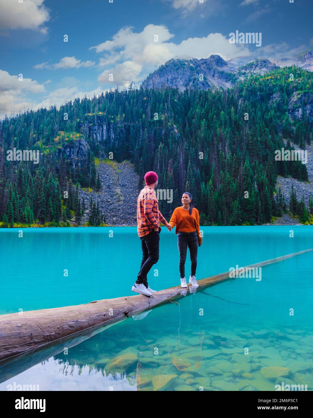 Joffre Lakes British Colombia Whistler Canada, farbenfroher Nationalpark Joffre Lakes in Kanada Stockfoto