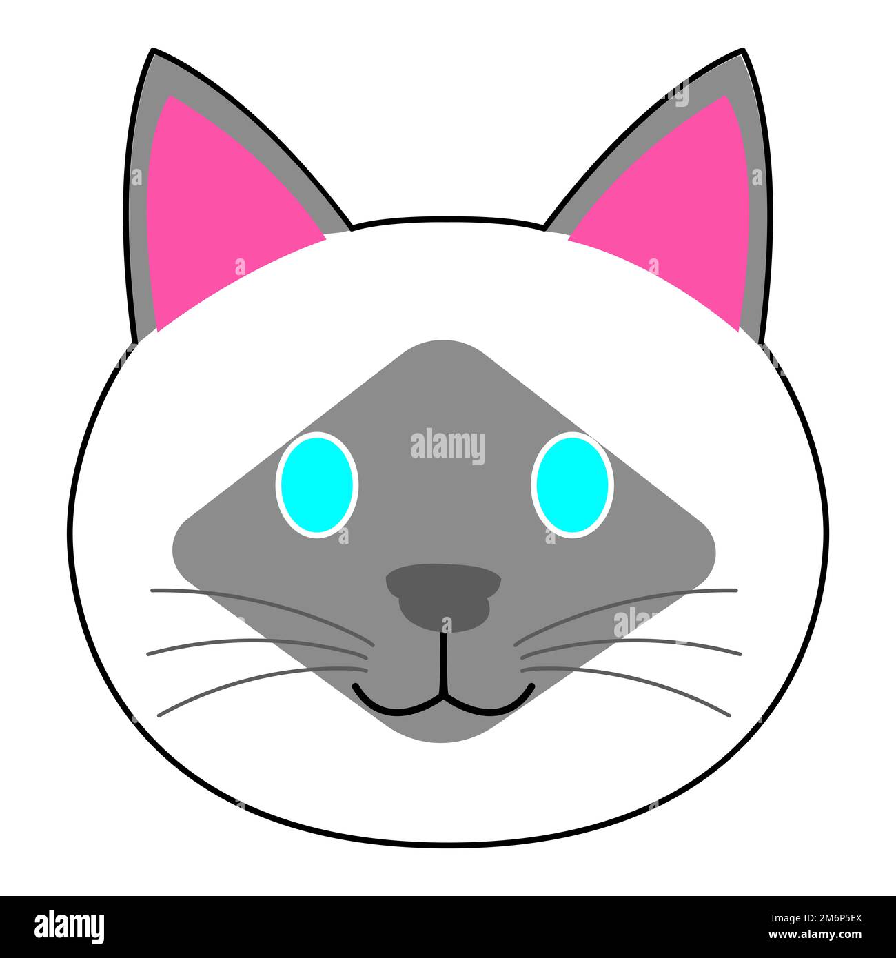 Ein Kopfsymbol der birman-Katze mit weißem Hintergrund Stockfoto