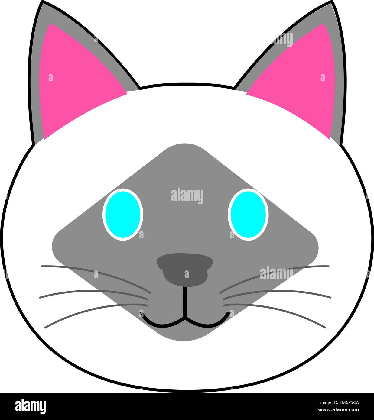 Ein Kopfsymbol der birman-Katze mit weißem Hintergrund Stockfoto