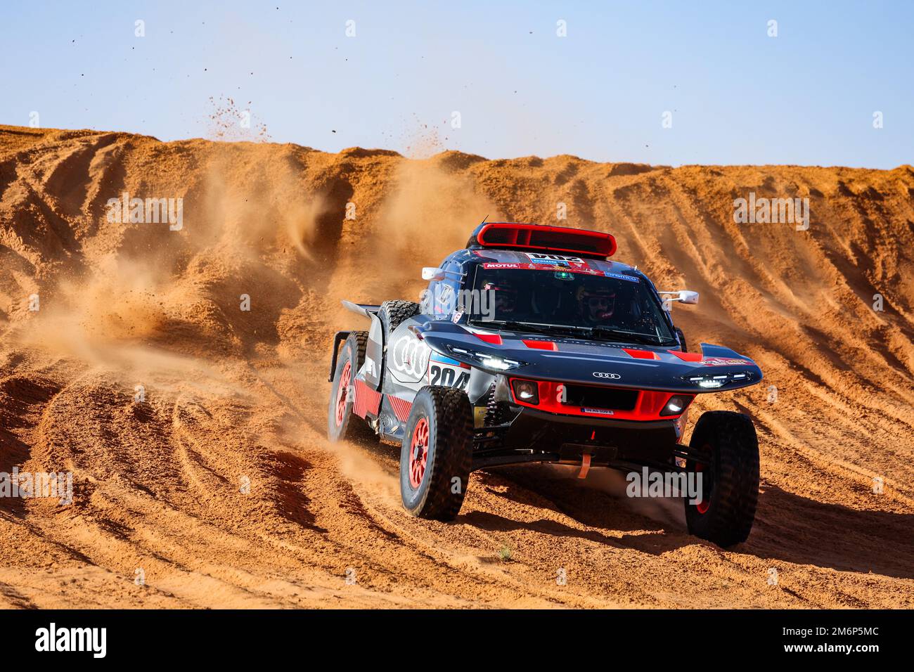 204 PETERHANSEL Stephane (Fra), BOULANGER Edouard (Fra), Team Audi Sport, Audi RS Q e-tron E2, Auto, Action während der Phase 5 des Dakar 2023 um Hail, am 5. Januar 2023 in Hail, Saudi-Arabien - Foto: Florent Gooden/DPPI/LiveMedia Stockfoto
