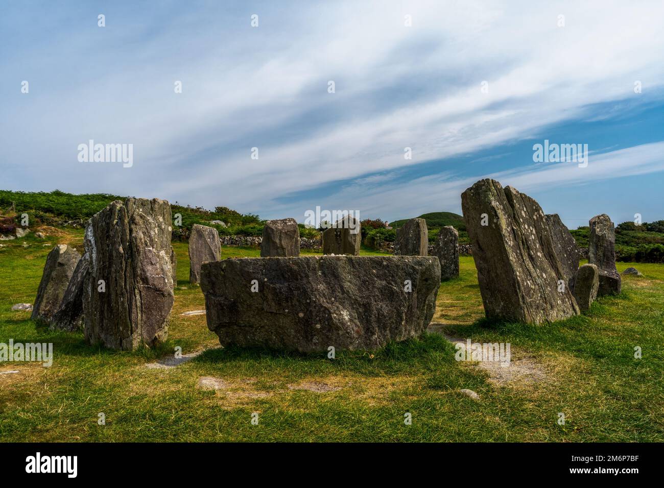 Ein Blick auf den Drombeg Stone Circle in der Grafschaft Cork in Irland Stockfoto