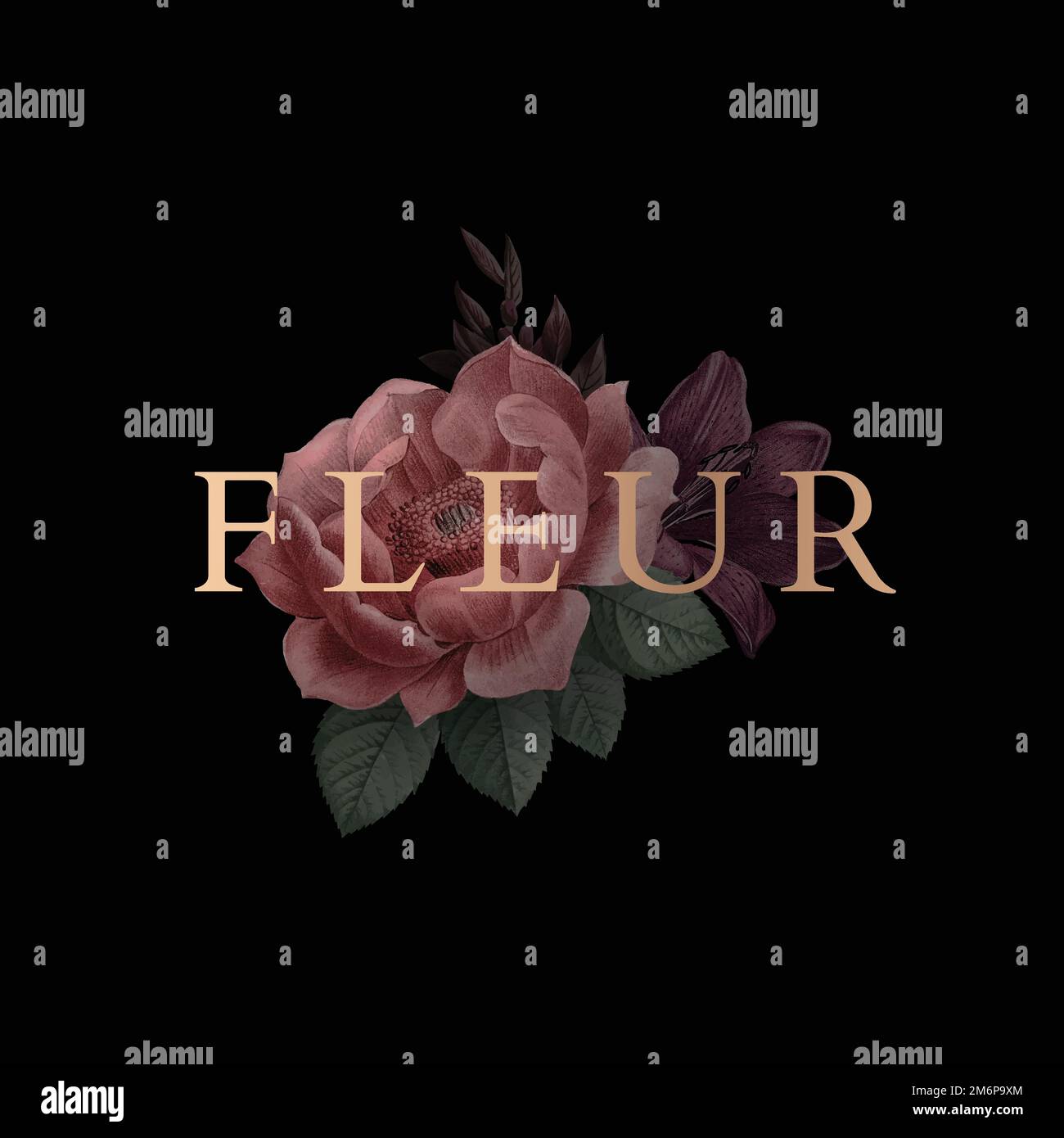 Blumenwort Fleur Typografie Design Vektor Stock Vektor