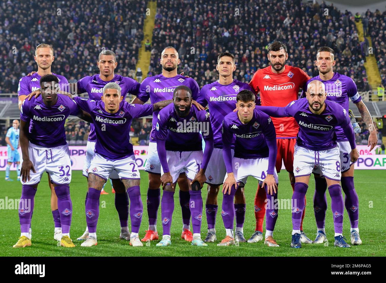 Aufstellung des ACF Fiorentina beim ACF Fiorentina gegen AC Monza, italienisches Fußballspiel der Serie A in Florenz, Italien, Januar 04 2023 Stockfoto