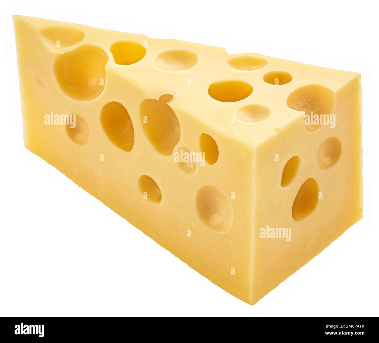 Schweizer Käsedreieck isoliert auf weißem Hintergrund Stockfoto