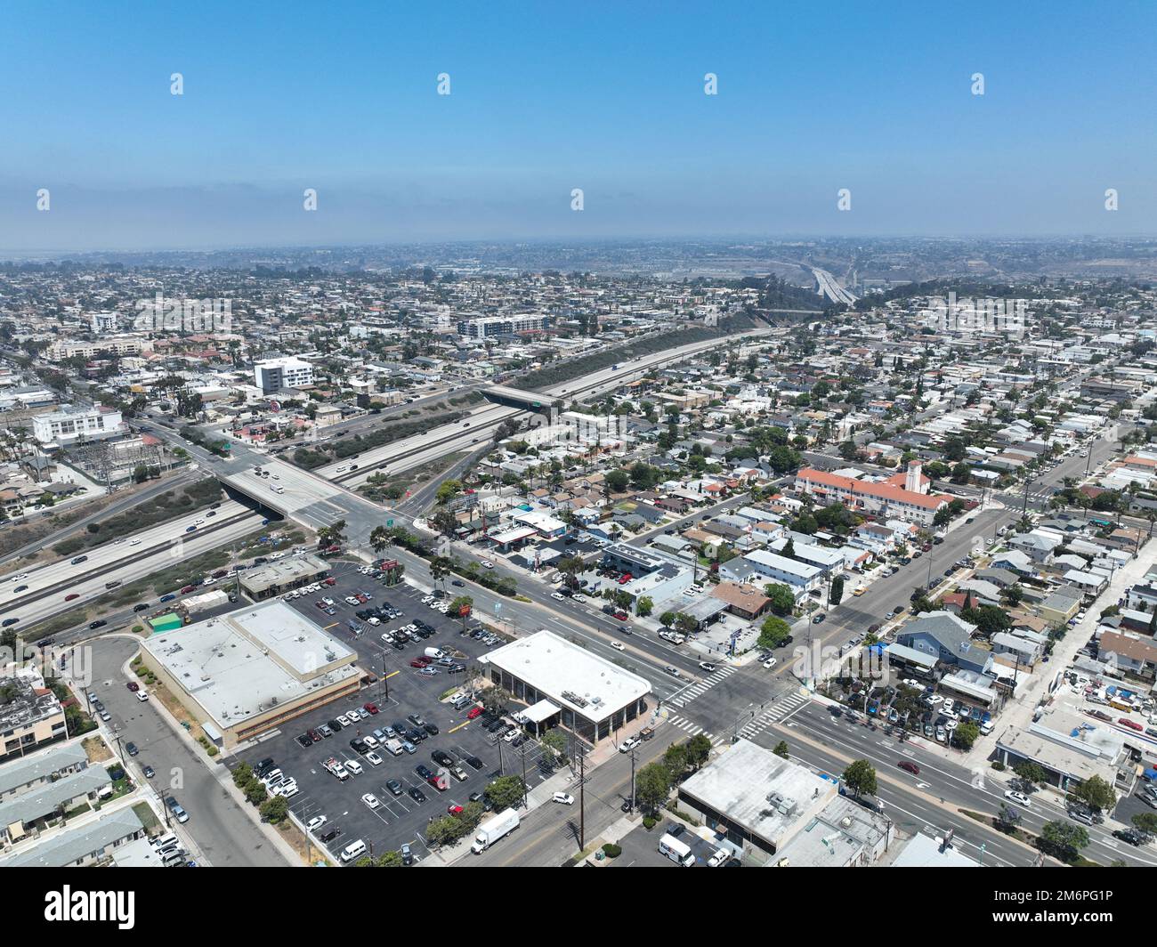 Der North Park in San Diego, Kalifornien, aus der Vogelperspektive Stockfoto