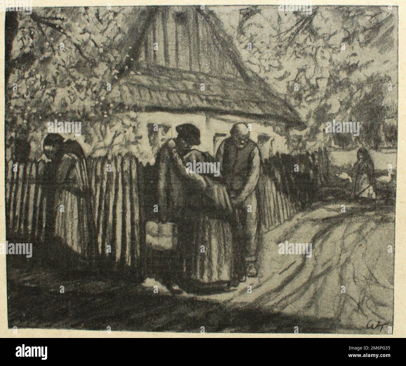 Zeichnung von W. Krain zur Volksabstimmung in Oberschlesien am 20. März 1921. Im Vorfeld der Abstimmung ist sowohl von deutscher als auch von polnischer Seite ein großer Propagandaaufwand betrieben. Das Bild stammt von der Berliner illustrierten Zeitung und zeigt einen Sohn, der zur polnischen Armee wird wird und sich von seiner Mutter verabschiedet. Willibald Krain (* 11. Dezember 1886 in Breslau; † 11. September 1945 in Dresden war ein deutscher Maler, Zeichner und Illustrator. In den 1920er Jahren wurden von ihm viele Zeichnungen in der 'BIZ' und andere Zeitungen veröffentlicht. Stockfoto