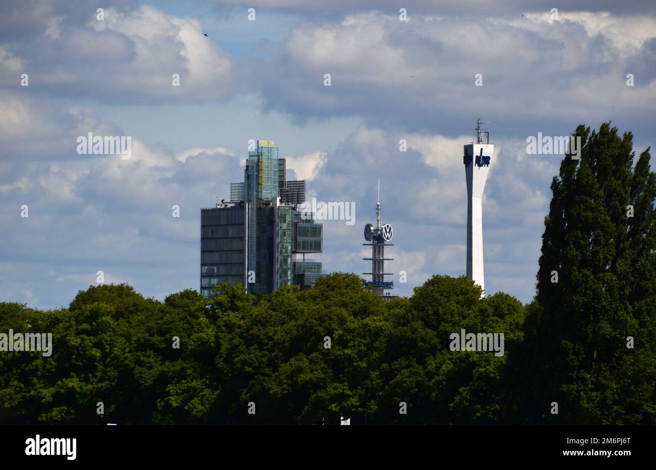 Panorama am Maschsee in Hannover, der Hauptstadt Niedersachsen Stockfoto