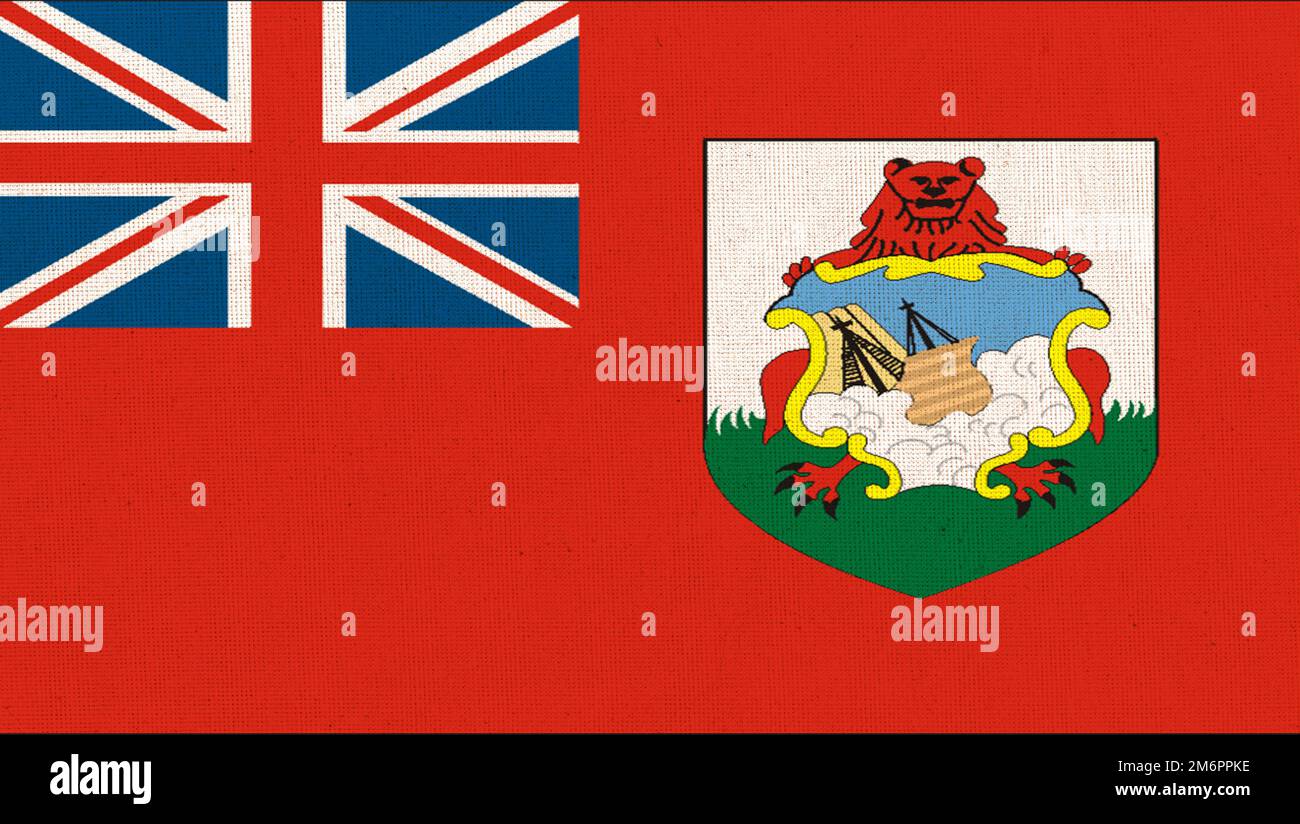 Flagge von Bermuda. Die Bermudas oder Somers Isles. Nationale Bermuda-Flagge auf Stoffoberfläche Stockfoto
