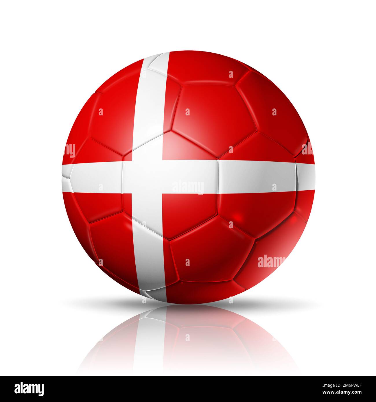 Fußball mit dänischer Flagge. Illustration Stockfoto