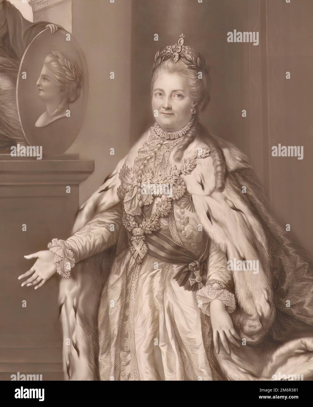 Katharina II. Oder Katharina die große, 1729 - 1796, Kaiserin von Russland, 1785, von Francesco Bartolozzi Stockfoto