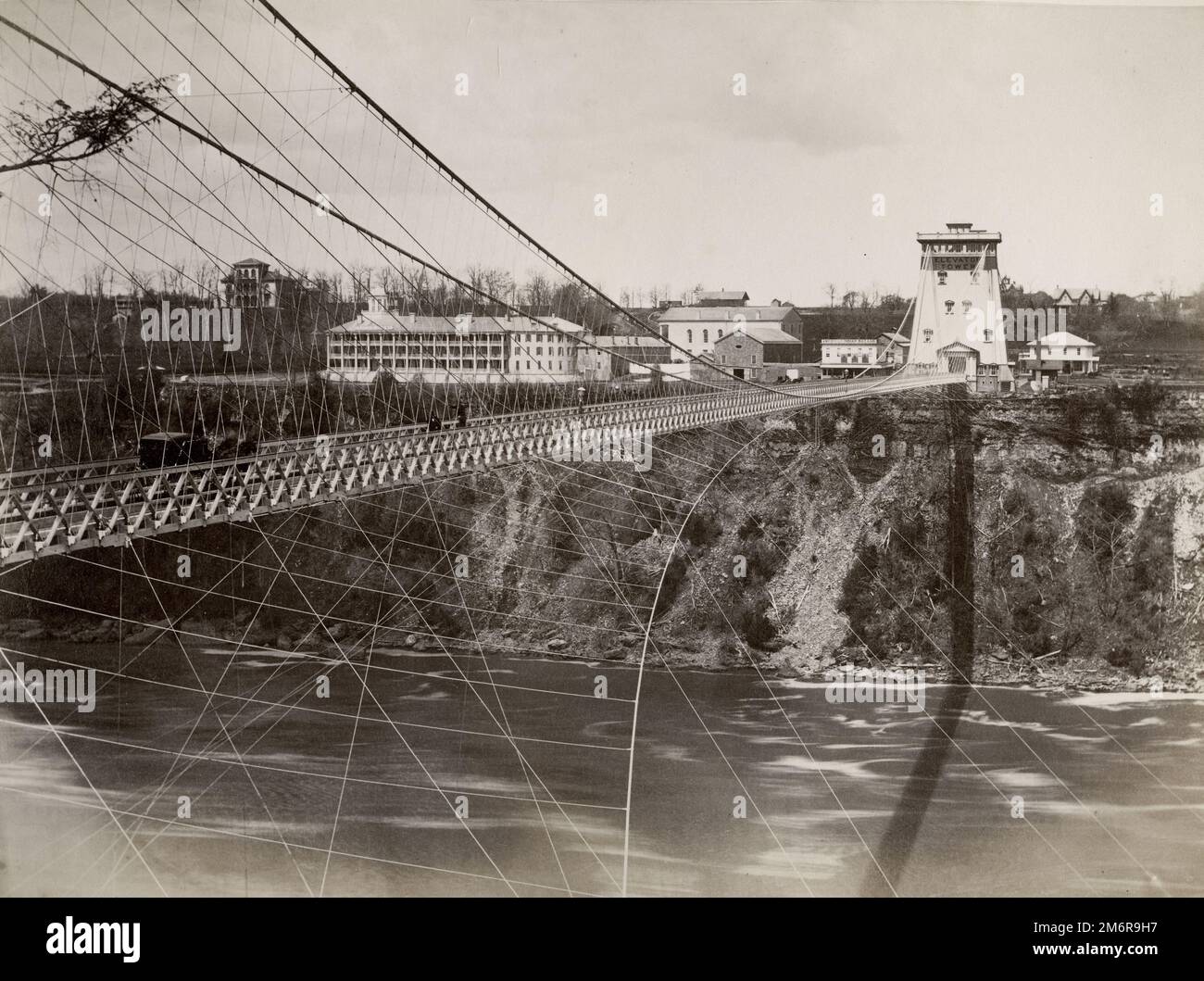 Oldtimer-Foto aus dem 19. Jahrhundert: Hängebrücke, Niagara River, 1877 Stockfoto