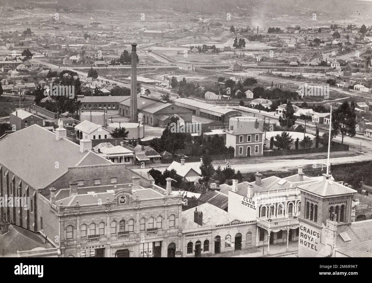 Oldtimer-Foto aus dem 19. Jahrhundert: Blick auf Ballarat, Australien, Dächer Stockfoto