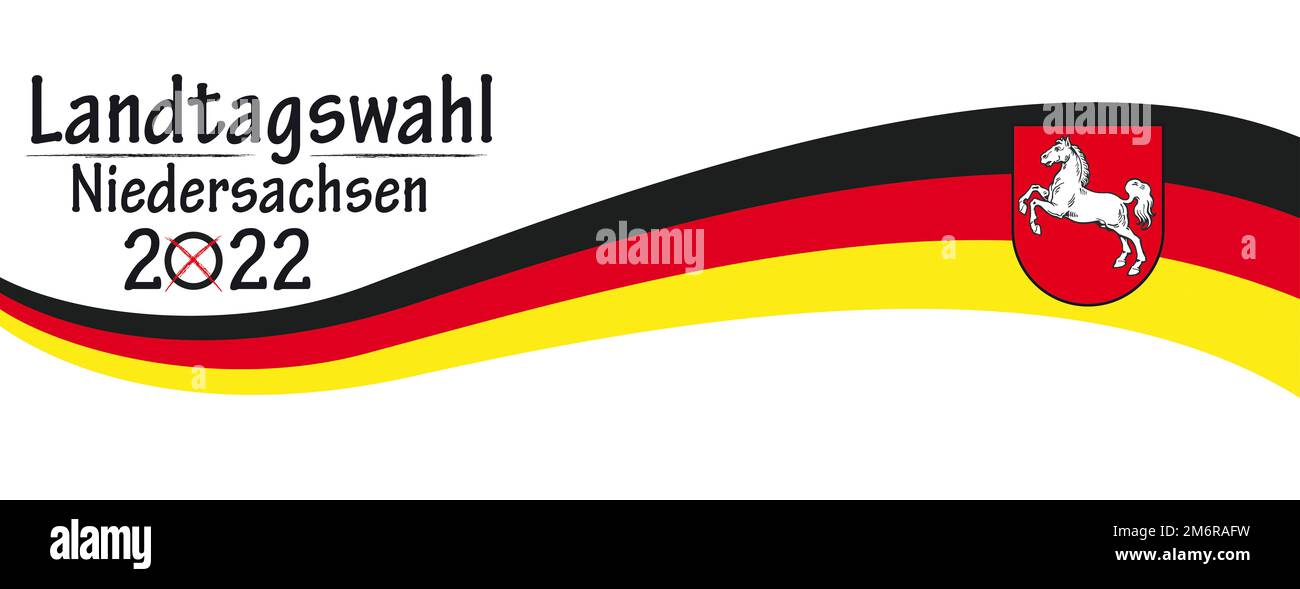 Papierbanner Deutsche Flagge Landtagswahl Niedersachsen 2022 Stockfoto