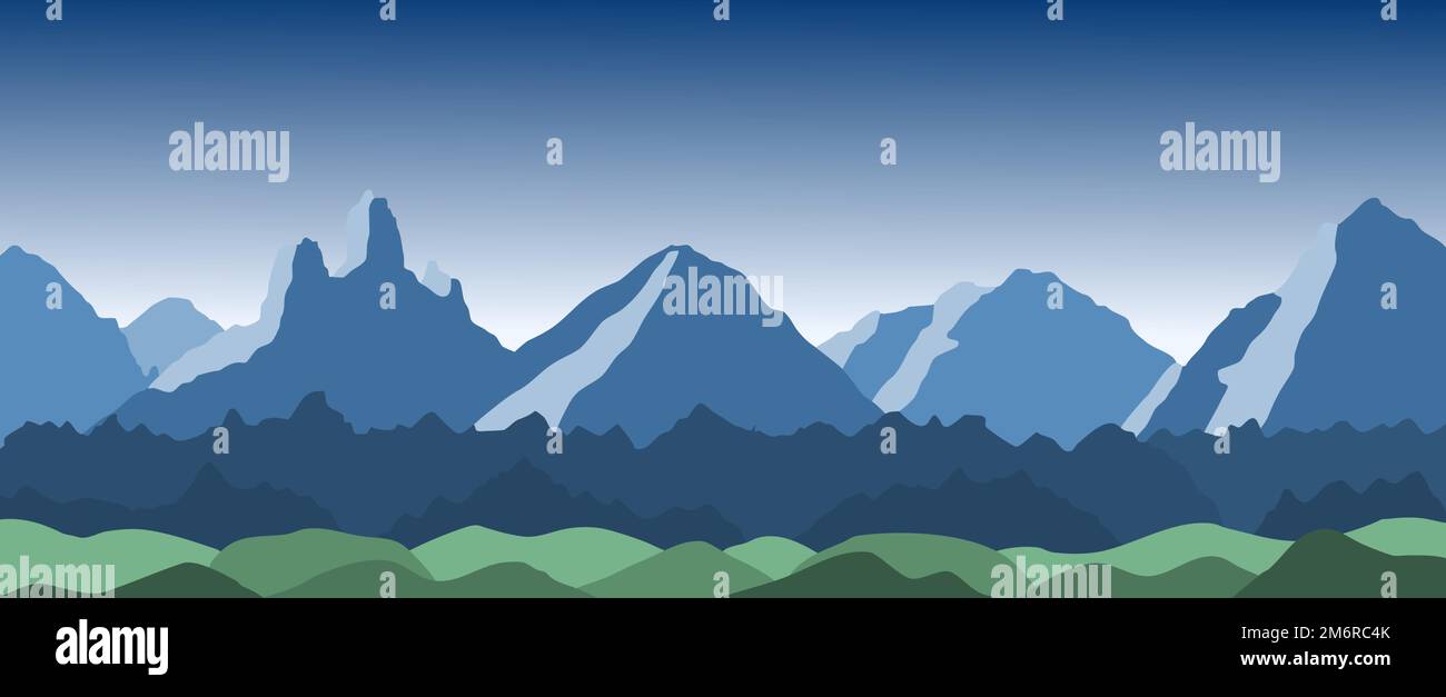 Wunderschöne Berglandschaft. Schichten von Bergen. Outdoor-Hintergrund, italienische Landschaft. Stock Vektor