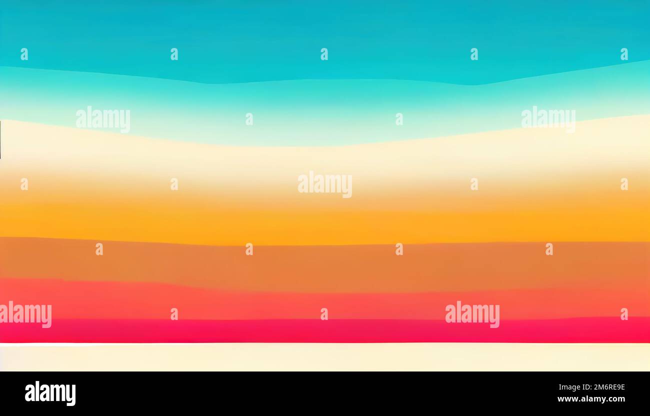 Mehrfarbiger abstrakter Hintergrund in Pastellfarben mit horizontalen Streifen. Digitale Darstellung auf der Grundlage des Renderings durch neuronales Netzwerk Stockfoto