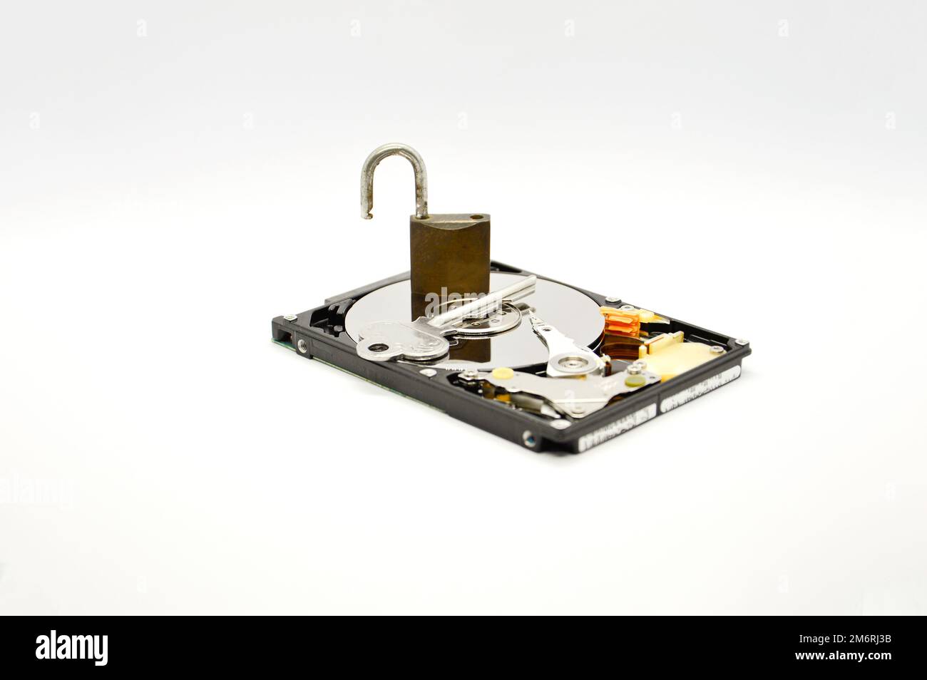 Plattenlaufwerk mit 2,5 Zoll Größe, Datenschutzkonzept Stockfoto