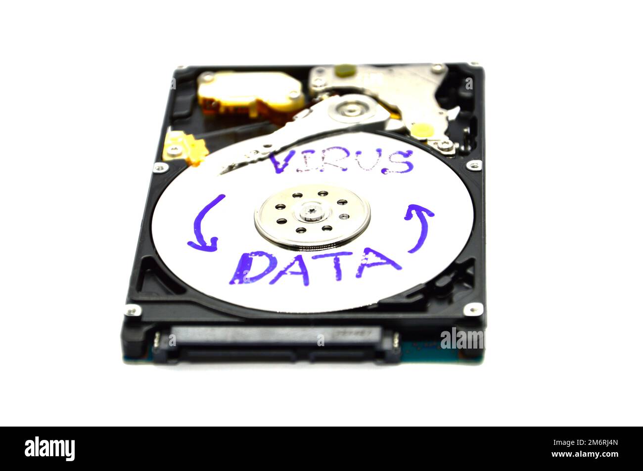 Images von 2,5-Zoll-Festplatten mit rotierender Festplatte werden heute noch häufig verwendet. Stockfoto