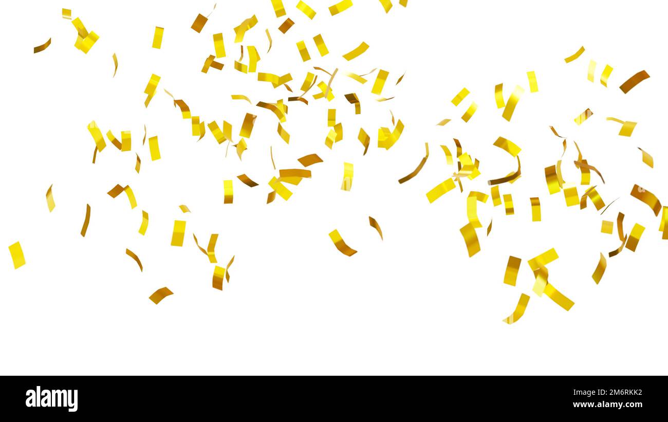 Golden Confetti Hintergrund für Feste Konzept. Stockfoto