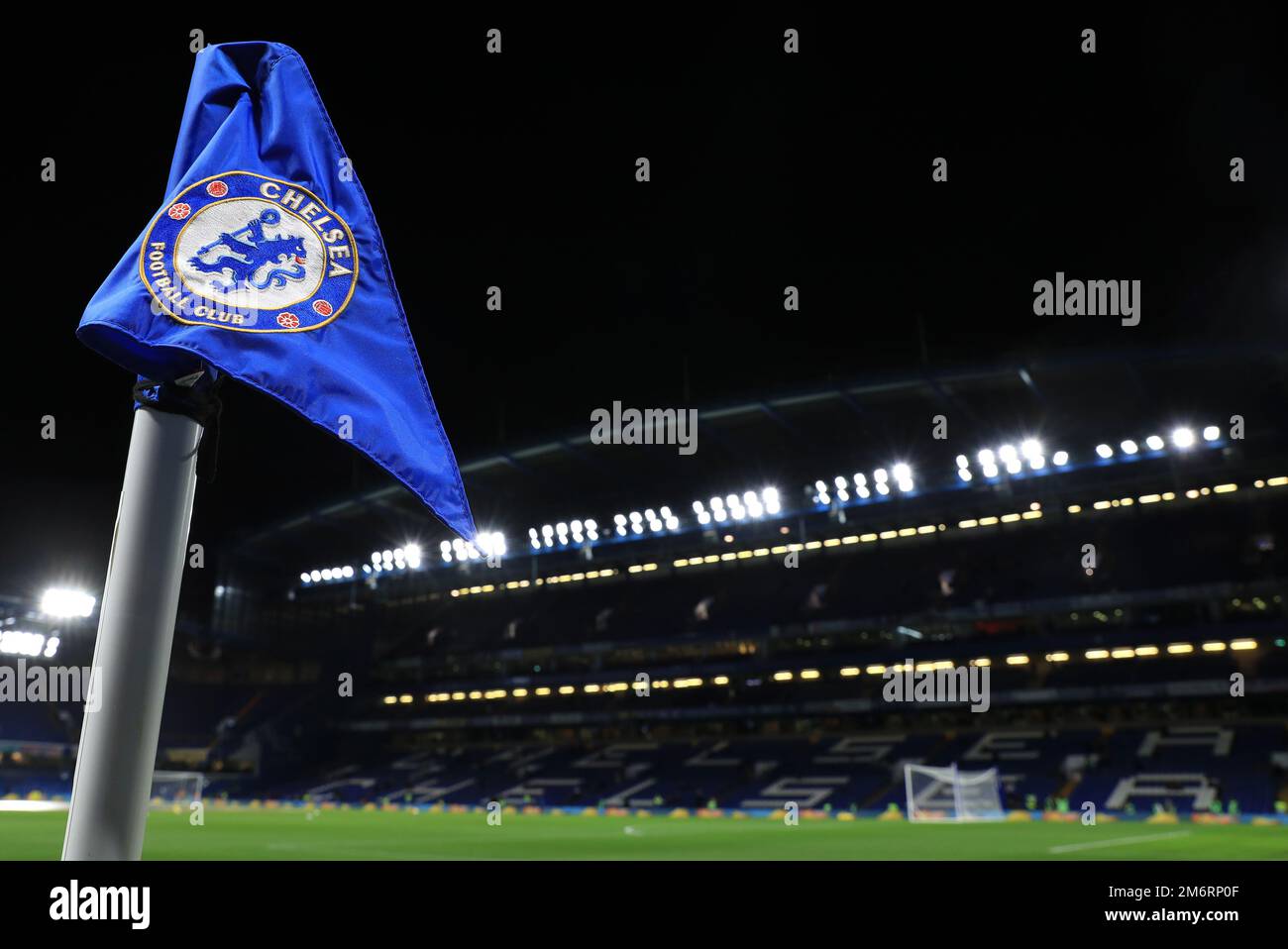 Ein allgemeiner Blick auf eine Eckflagge an der Stamford Bridge, London. Foto: Donnerstag, 5. Januar 2023. Stockfoto