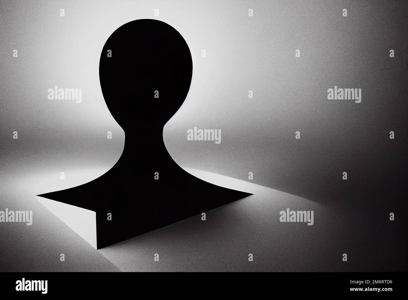 Abstrakte schwarze Kopfform auf Weiß Stockfoto