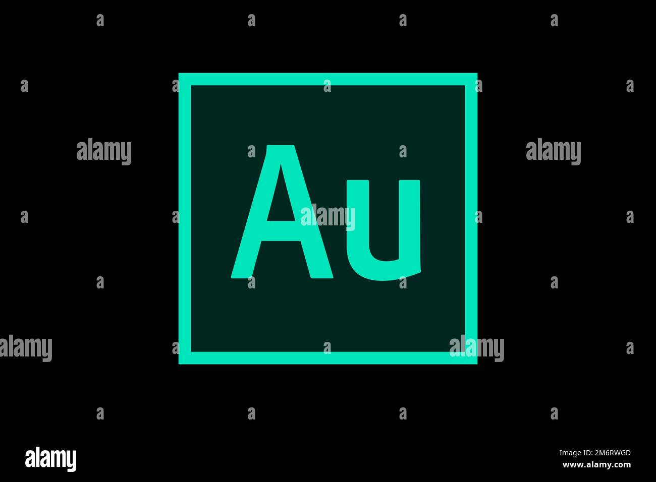 Adobe Audition, Logo, schwarzer Hintergrund Stockfoto