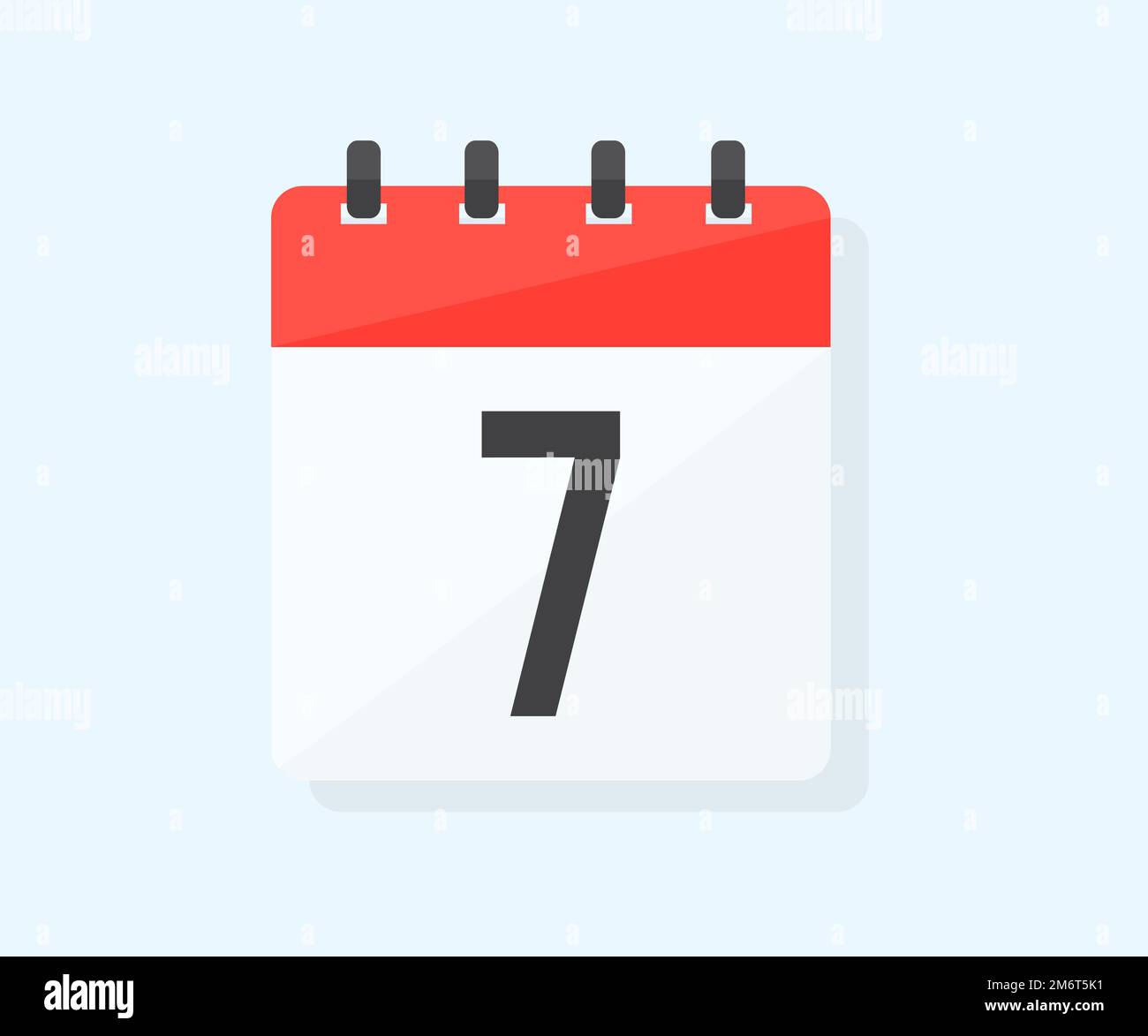 Der siebte Tag des Monats mit dem Logo-Design von Datum 7, Tag 7. Kalendersymbol flacher Tag 7. Erinnerungssymbol. Datum des Veranstaltungsplans. Terminplanung. Stock Vektor