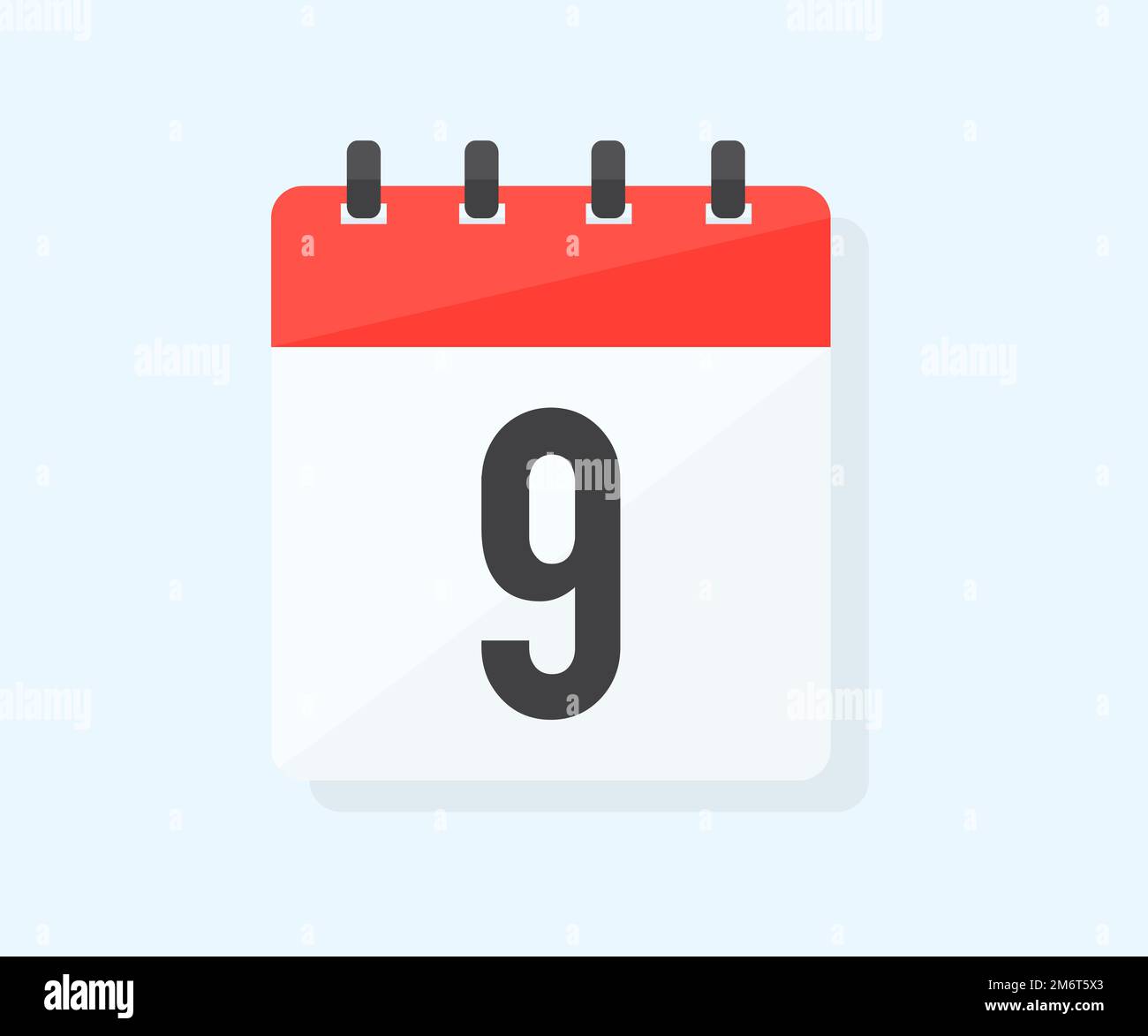 Der neunte Tag des Monats mit Datum 9, Tag neun Logo-Design. Kalendersymbol flacher Tag 9. Erinnerungssymbol. Datum des Veranstaltungsplans. Terminplanung. Stock Vektor