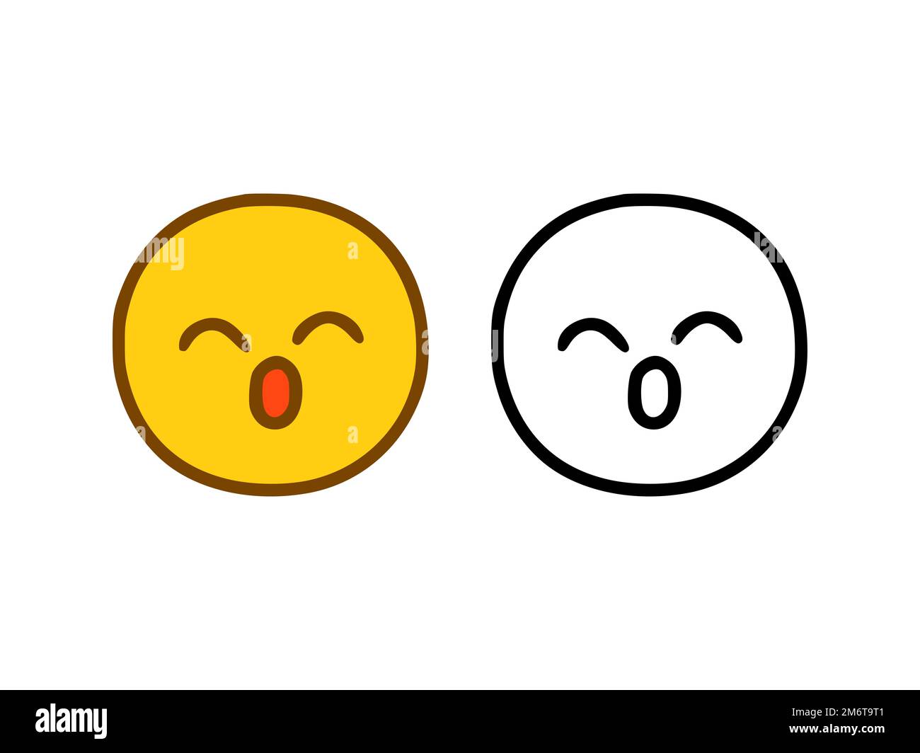 Niedliches Emoticon im Doodle-Stil auf weißem Hintergrund isoliert Stockfoto