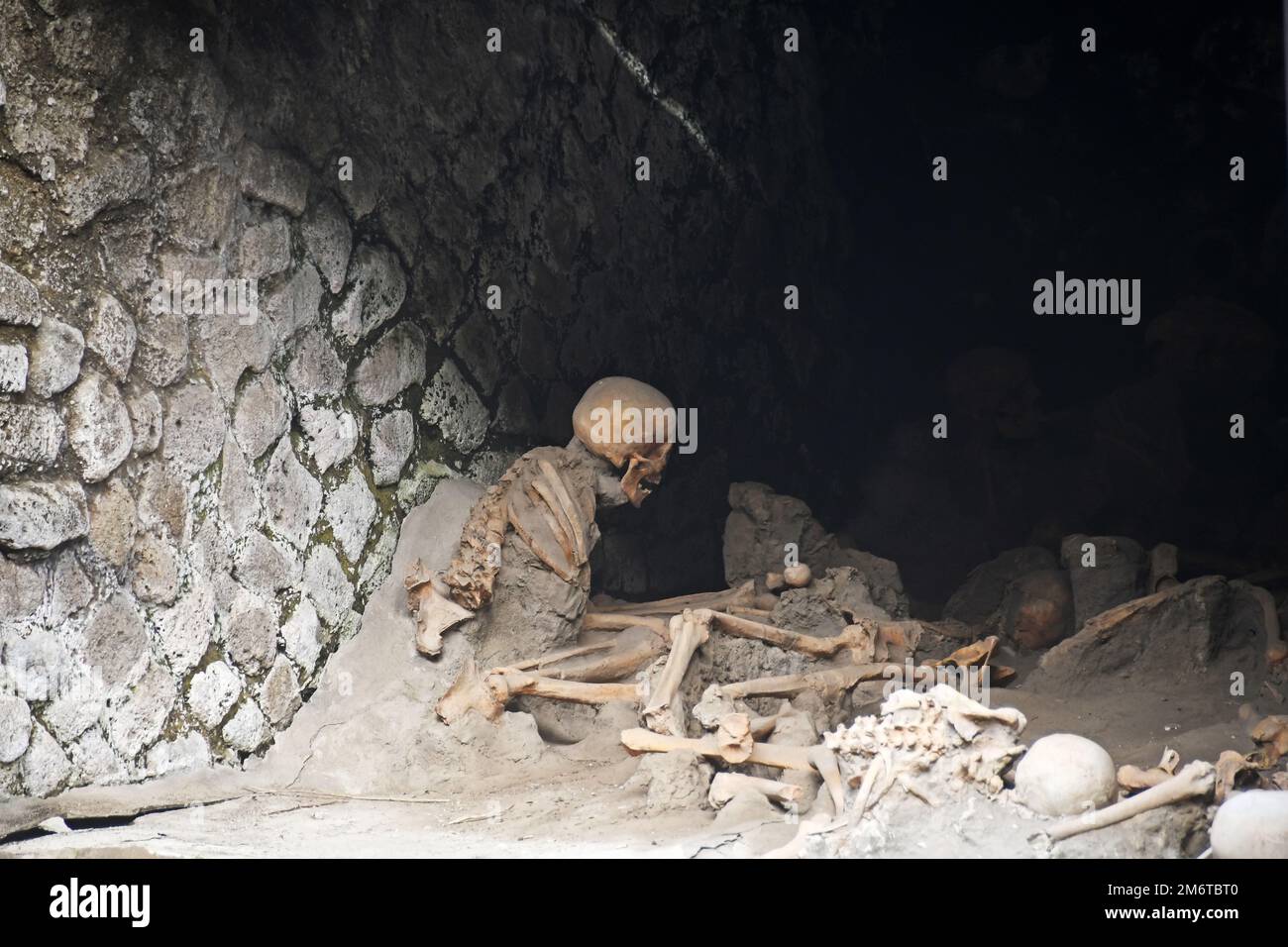 Nachbildungen von Skeletten, Herculaneum, Italien Stockfoto