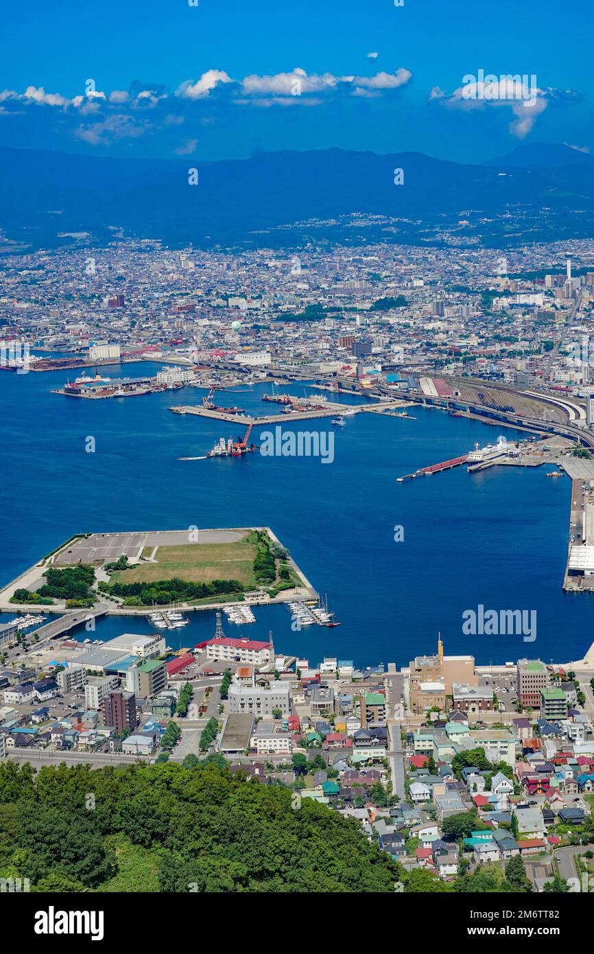 Stadtbild von Hakodate (fotografiert vom Mt. Hakodate) Stockfoto