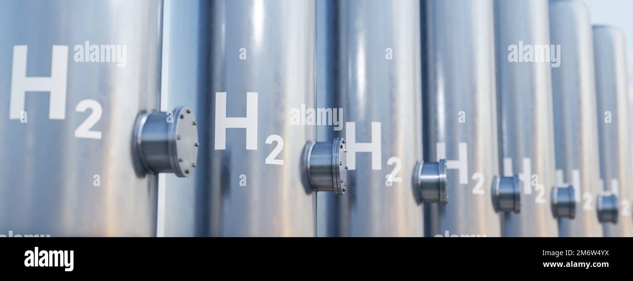 Moderner Wasserstofftank für erneuerbare Energien Stockfoto