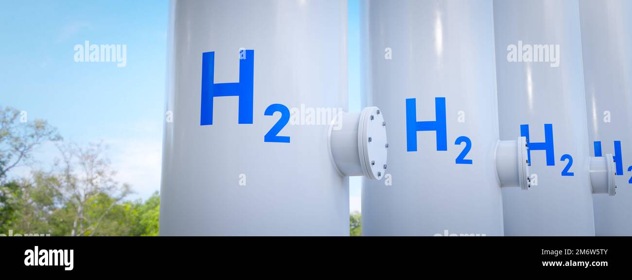 Moderner Wasserstofftank für erneuerbare Energien Stockfoto