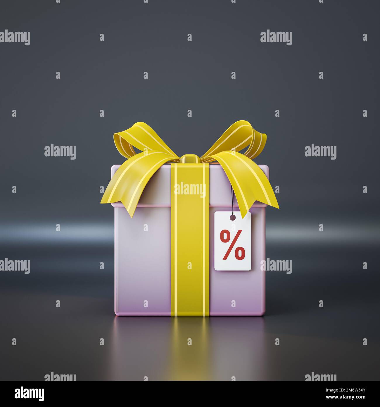 Geschenkbox mit Preisschild in Prozent Stockfoto