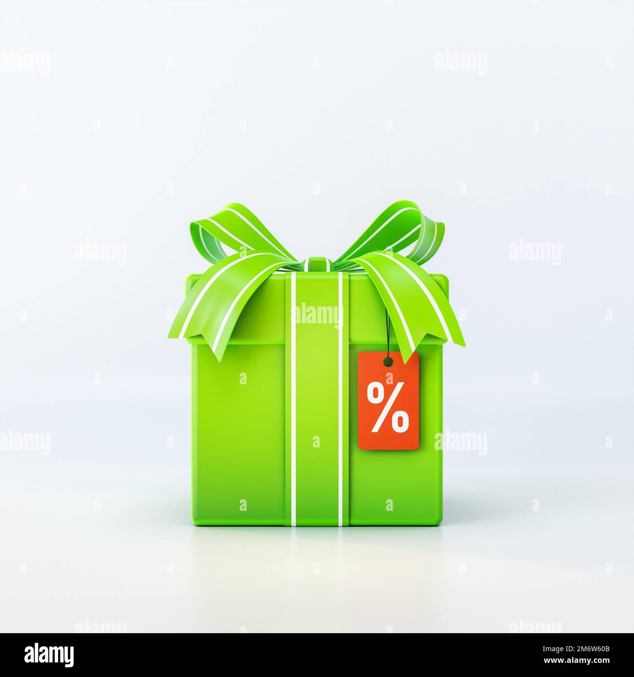 Geschenkbox mit Preisschild in Prozent Stockfoto