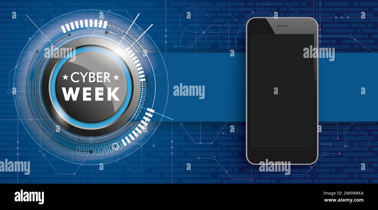 Cyber Week Button Data Circuit Board Banner Smartphone Stockfoto