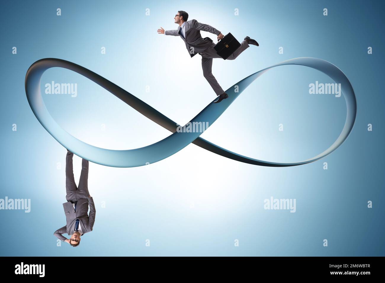 Ein Geschäftsmann, der auf dem Endlosschleife läuft Stockfoto