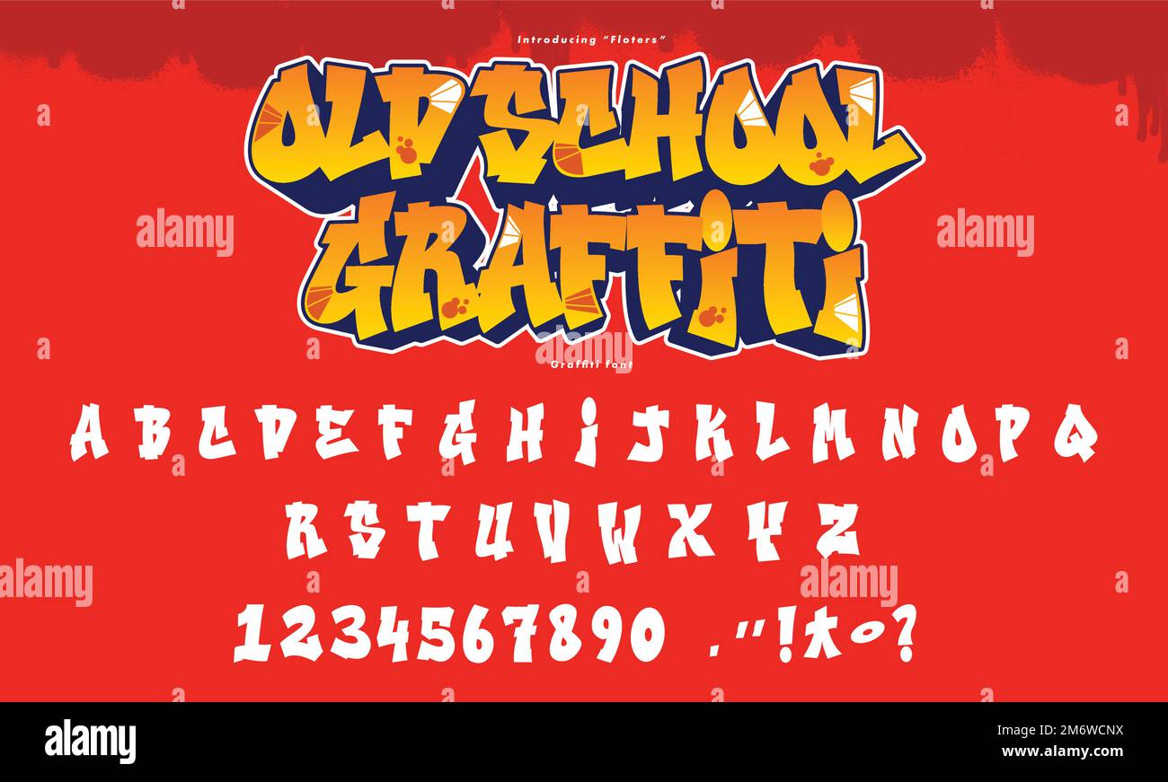 Kühle Graffiti-Schriftart und Alphabet-Vektor. Street Art urbanes Thema. Dekorative Graffiti-Buchstaben. Stock Vektor